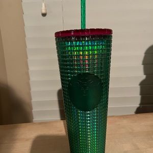 NWT Starbucks 2023 Spring Watermelon Grid Venti Tumbler 24oz green and pink